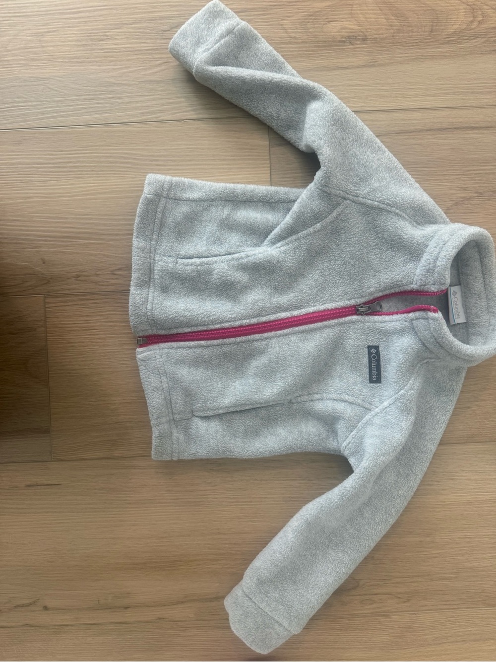 Columbia Light Gray Fleece Jacket with Pink Zip